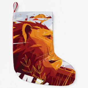 Petite Chaussette De Noël Majestic lion on safari King of beasts lying and g