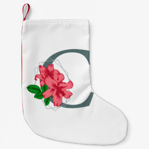 Petite Chaussette De Noël Majuscule C monogramme floral