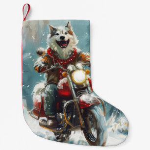 Petite Chaussette De Noël Malamute d'Alaska à moto Noël 