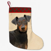 Petite Chaussette De Noël Manchester Terrier Peinture Art animal original (Devant)