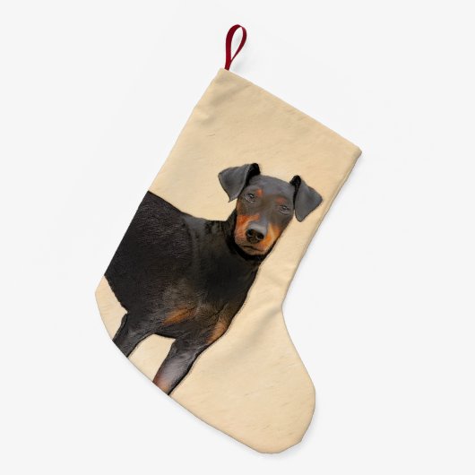 Petite Chaussette De Noël Manchester Terrier Peinture Art animal original (Devant (Accrochage))