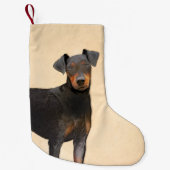 Petite Chaussette De Noël Manchester Terrier Peinture Art animal original (Devant)
