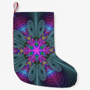Petite Chaussette De Noël Mandala De Centre Coloré Fractage Art Avec Rose