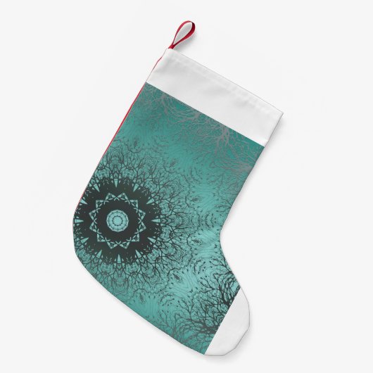 Petite Chaussette De Noël Mandala kaleidoscope en mosaïque vert motif o (Devant (Accrochage))
