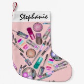 Petite Chaussette De Noël Maquillage peint à la main d'aquarelle de fille (Devant)