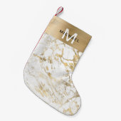 Petite Chaussette De Noël Marbre blanc métallique Monogram Gold (Devant (Accrochage))