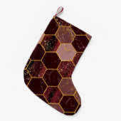 Petite Chaussette De Noël Marbre hexagone texture transparente avec or (Devant (Accrochage))