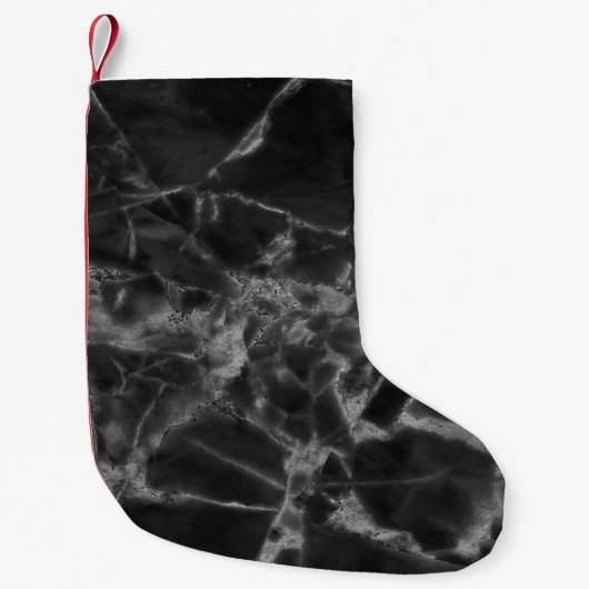Petite Chaussette De Noël Marbre noir motif surface qui ressemble naturalab (Devant)
