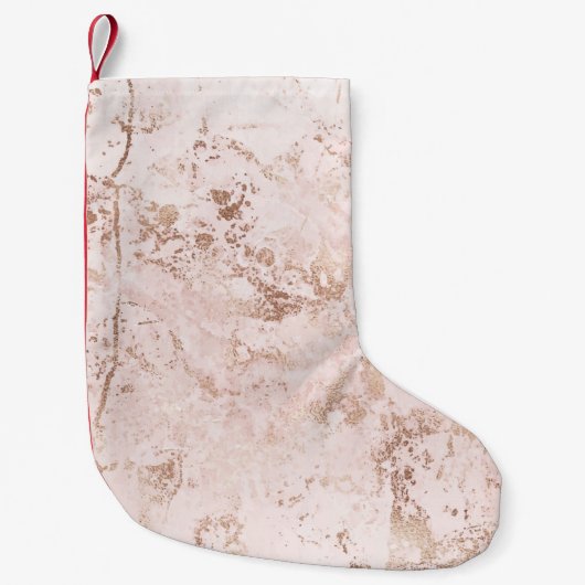 Petite Chaussette De Noël Marbre rose : arrière - plan de texture dorée. (Devant)
