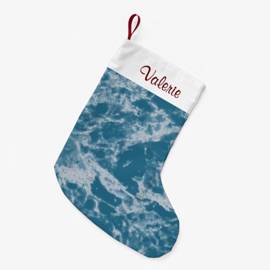 Petite Chaussette De Noël Marbre turquoise (Devant (Accrochage))