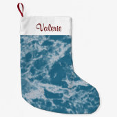 Petite Chaussette De Noël Marbre turquoise (Devant)