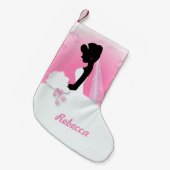 Petite Chaussette De Noël Mariée Mme Right Pink mariée silhouette (Devant (Accrochage))