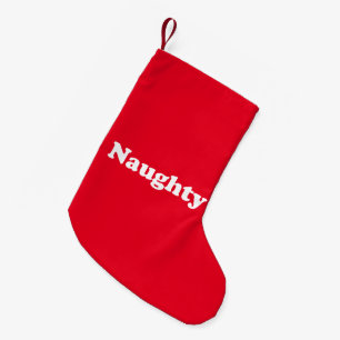 Petite Chaussette De Noël Méchant ou Gentil, double face, rouge blanc