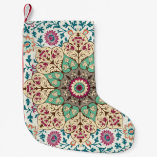 Petite Chaussette De Noël Médaillon Vintage de motif multicolore en turc,