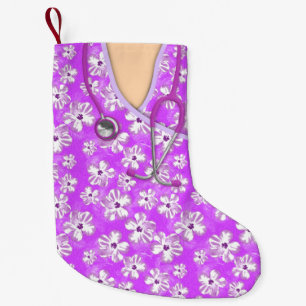Petite Chaussette De Noël Médicale tropical pourpre et blanc frotte