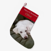 Petite Chaussette De Noël Mélange de chien blanc de laboratoire (Devant (Accrochage))