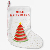 Petite Chaussette De Noël Mele Kalikimaka Arbre de pastèque rouge (Devant)
