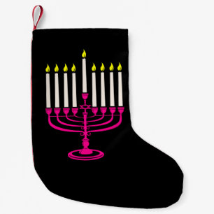 Petite Chaussette De Noël menorah rose chaud hanoukka purim