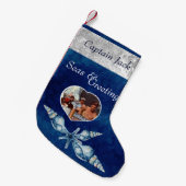 Petite Chaussette De Noël Mer et salutations à thème nautique (Devant (Accrochage))