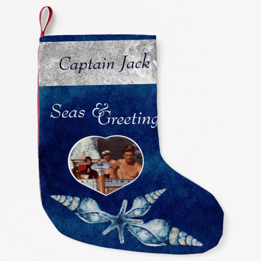 Petite Chaussette De Noël Mer et salutations à thème nautique (Devant)