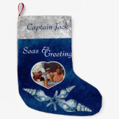 Petite Chaussette De Noël Mer et salutations à thème nautique (Devant)