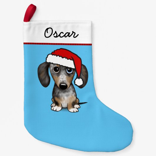 Petite Chaussette De Noël Merle Dapple Dachshund Chien mignon Père Noël (Devant)