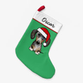 Petite Chaussette De Noël Merle Dapple Dachshund Chien mignon Père Noël (Devant (Accrochage))