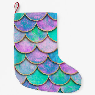 Petite Chaussette De Noël Mermaid fish scale wave japanese seamless pattern.