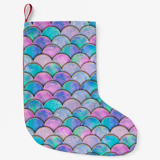Petite Chaussette De Noël Mermaid fish scale wave japanese seamless pattern. (Devant)