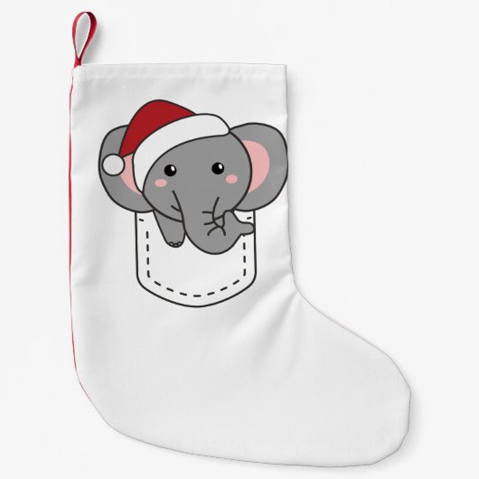 Petite Chaussette De Noël Merry Christmas Cute Elephant In Breast Pocket (Devant)