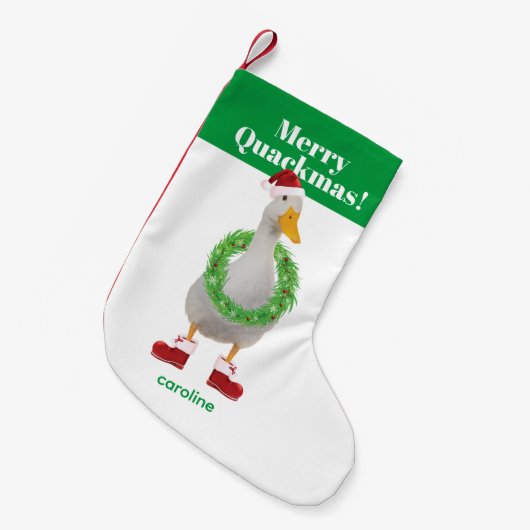 Petite Chaussette De Noël Merry Quackmas White Père Noël Duck (Devant (Accrochage))
