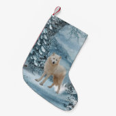Petite Chaussette De Noël Merveilleux loup blanc (Devant (Accrochage))