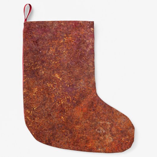 Petite Chaussette De Noël métal rustique : surface texturée. (Devant)