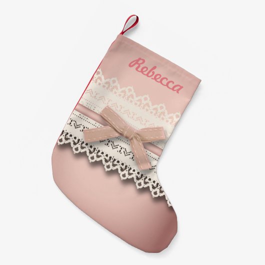 Petite Chaussette De Noël mignon ceinture chic dentelle blanche poussiéreuse (Devant (Accrochage))