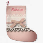 Petite Chaussette De Noël mignon ceinture chic dentelle blanche poussiéreuse (Devant)