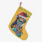 Petite Chaussette De Noël mignon chien chiot habillé pour noël (Devant (Accrochage))