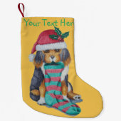 Petite Chaussette De Noël mignon chien chiot habillé pour noël (Devant)