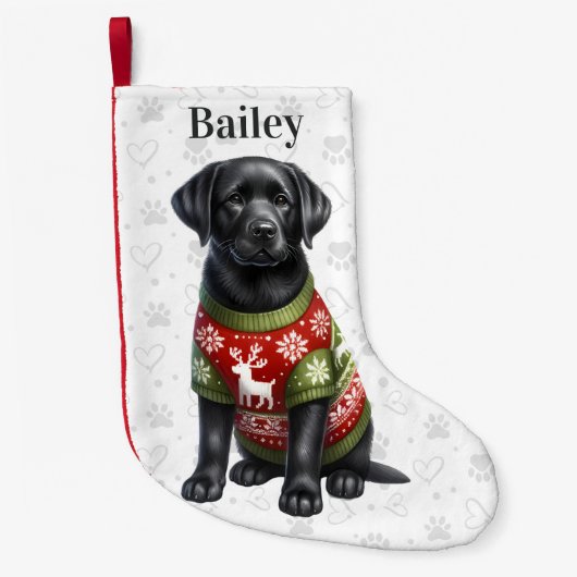 Petite Chaussette De Noël Mignonne Black Labrador Retriever Vacances Chien C (Devant)
