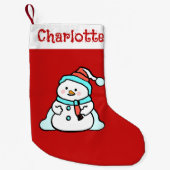 Petite Chaussette De Noël Mignonne motoneige d'hiver | Nom d'enfant rouge (Devant)