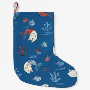 Petite Chaussette De Noël Mignonne petite sirène de chat sans couture motif.
