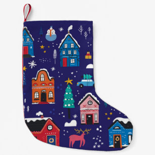 Petite Chaussette De Noël Mignonnes maisons de Noël plats illustrations vin