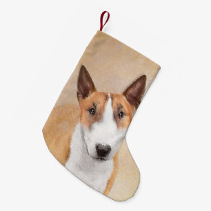 Petite Chaussette De Noël Miniature Taureau Terrier Peinture - Joli Original