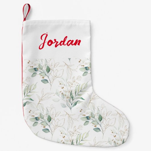 Petite Chaussette De Noël Mint Green Pastel Floral Greenery Motif (Devant)