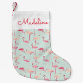 Petite Chaussette De Noël Modèle Flamingo rétro| Ajouter votre nom (Devant)