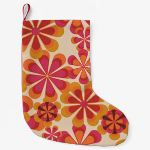Petite Chaussette De Noël Modèle floral rétro les années 70 sans couture ave