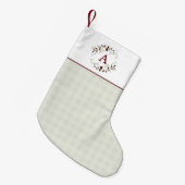 Petite Chaussette De Noël Modern Minimalist Plaid Holly Wreath Monogram (Devant (Accrochage))