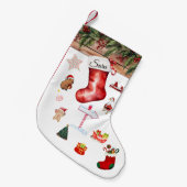 Petite Chaussette De Noël Modern Personalized Christmas Stocking Red & White (Devant (Accrochage))