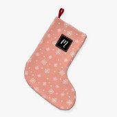 Petite Chaussette De Noël Modern Snowflakes Christmas Pattern Monogram (Devant (Accrochage))