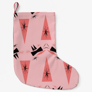 Petite Chaussette De Noël Moderne du milieu du siècle : Motif de corail rose