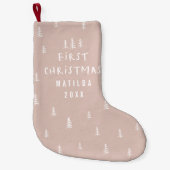 Petite Chaussette De Noël moderne élégant bébé premier noël beige (Devant)